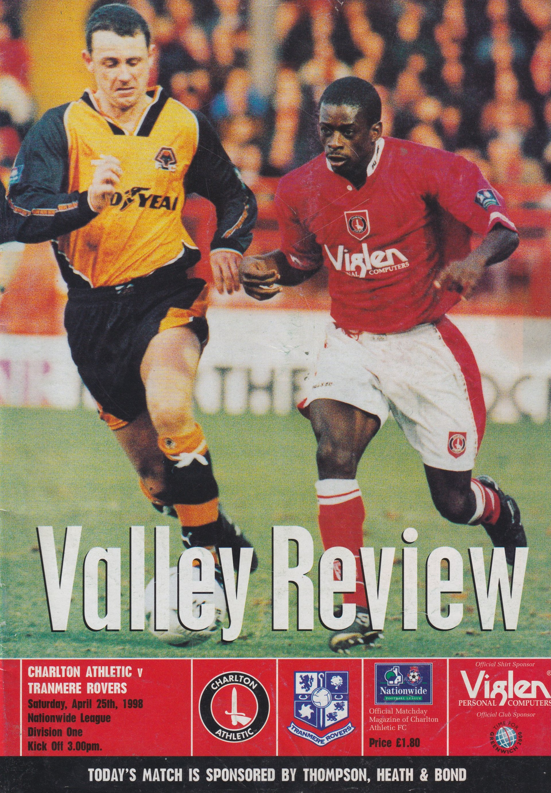 Charlton Athletic v Tranmere Rovers match programme